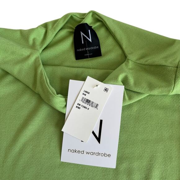 Naked Wardrobe Kiwi Green Knit Crop Top Women’s Size Large NWT - Picture 5 of 7
